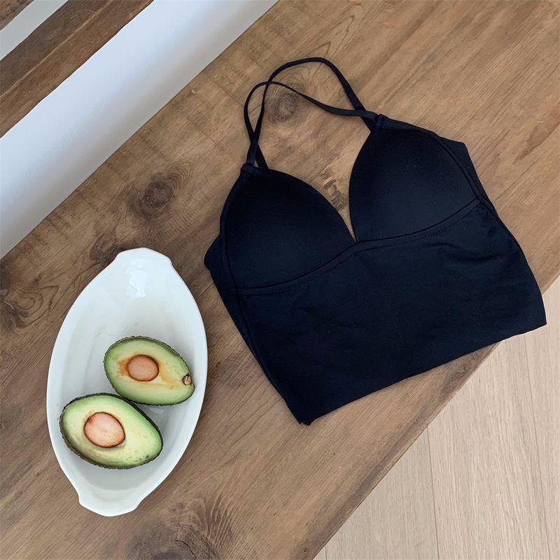 

Plus Size Chubby Girl Sexy Strap Showing Chest Pad Camisole Women s Summer Sexy Short Slimming Fashion Inner Wear Blouse Classic elegant black 2XL