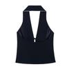 Spring 2025 Women's Slim Halter Neck Top with Bow-Knot Detail