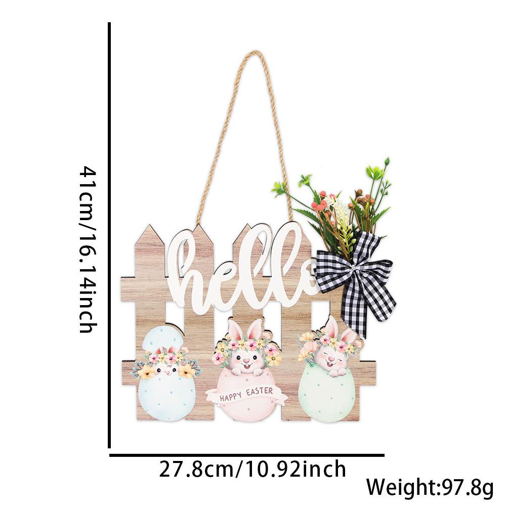 Cheerful Easter Wooden Decoration Sign With Beautiful Rabbit Artwork And Colorful Accents Egg