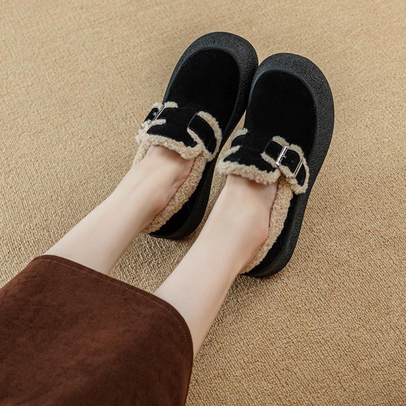 Fashion AIYUQI Women Sneakers Winter 2024 New Velvet Genuine Leather Beanie Shoes Women Flat Large Size Women Casual Shoes