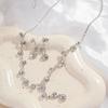 Pearls Crystal Jewelry Set Shining Necklace Bridal Earrings  Banquet