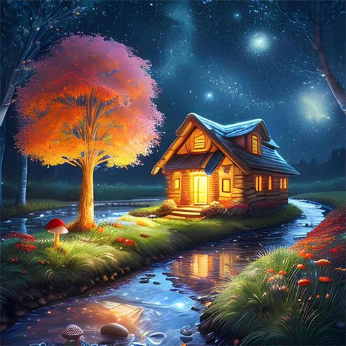 5D Diamond Painting House Landscape Full Square Round Embroidery Mosaic River Scenery Home Decor