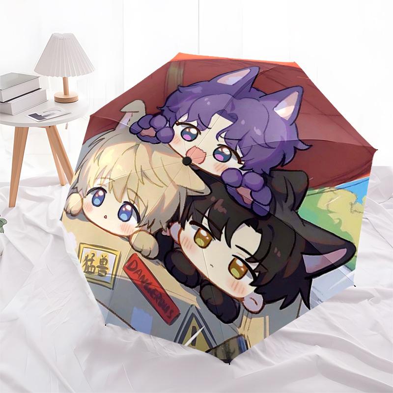 1pc Outdoor Umbrella with Cute Anime Characters, Automatic Opening/Closing, Portable 3-Fold Design, 8-Bone Iron Frame - Perfect Gift for Fans, Tr