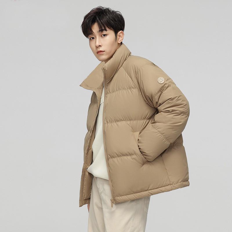 Winter Mens Short Down Jacket Solid Color Warm Casual Stand Collar Basic Style Youth