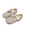 Youth Style Shoes Girls Sweet Bow Princess Flat Shoes With Rhinestone Decor PU Upper Rubber Sole Slip-On Style Toddler To Kid