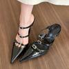 Buckle Footwear Pointed Toe Pumps Ladies Thin Heels Shoes Female Super High Heels Slides Shoes For Women Mules 2025