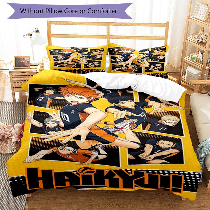 3pcs Haikyu Bedding Set Duvet Cover Closure Includes 1 Duvet Cover & 2 Pillowcases, Soft and Comfortable for All Seasons.
