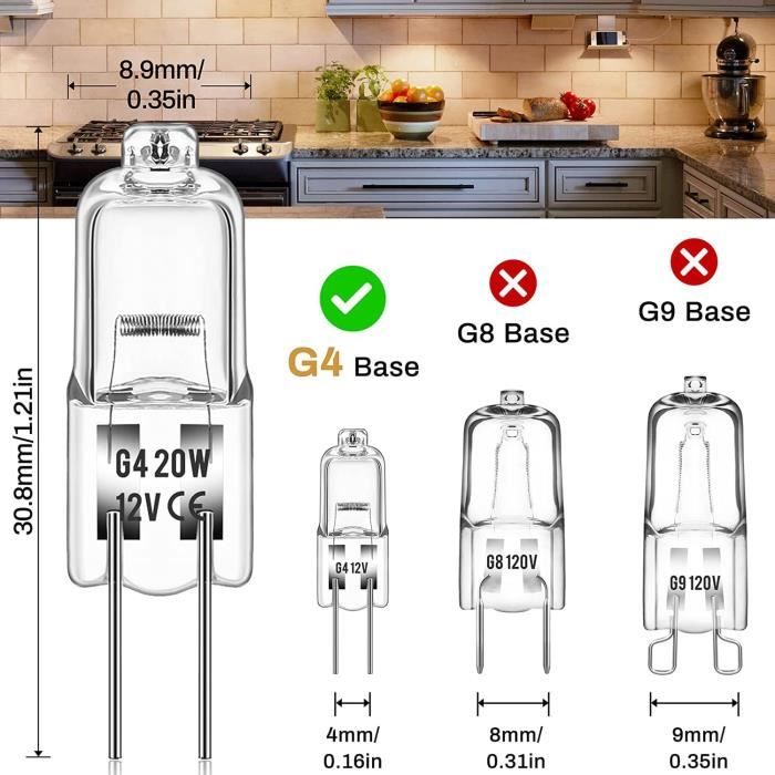Ampoules Halogènes G4 - 10 pièces - 20W - 2800K - Durée de vie 2000h