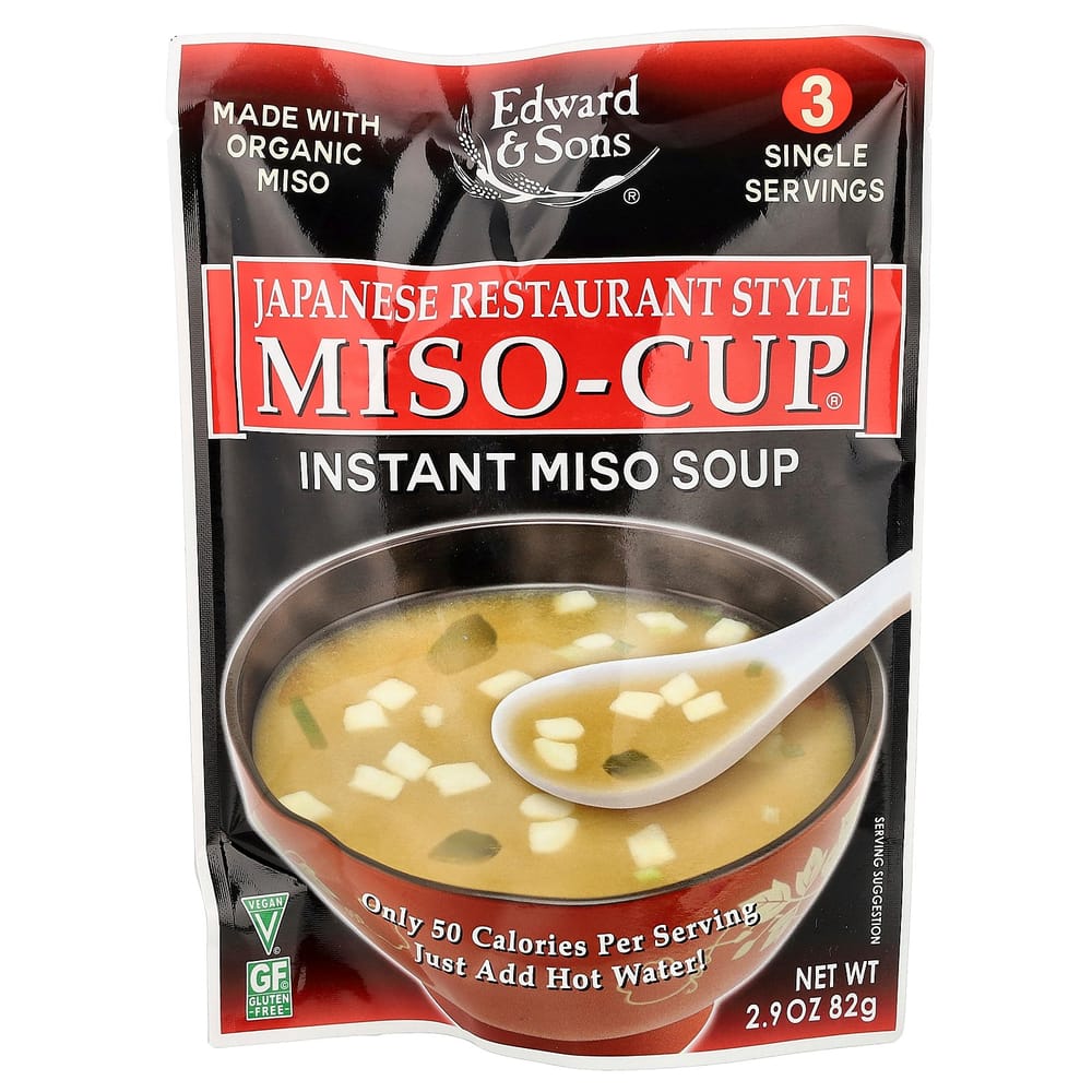 Edward & Sons Miso-Cup Japanese Restaurant Style Instant Miso Soup, 3 Servings