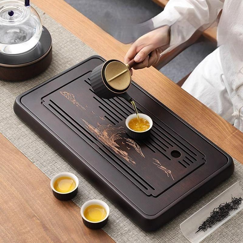 GIANXI Čínský čajový obřad Bambusový čajový podnos Čajový stolek Stolek na suché vaření čaje Dekorace na čajový stolek Úložný podnos Kávový čajový set Čajové moře Odvodnění