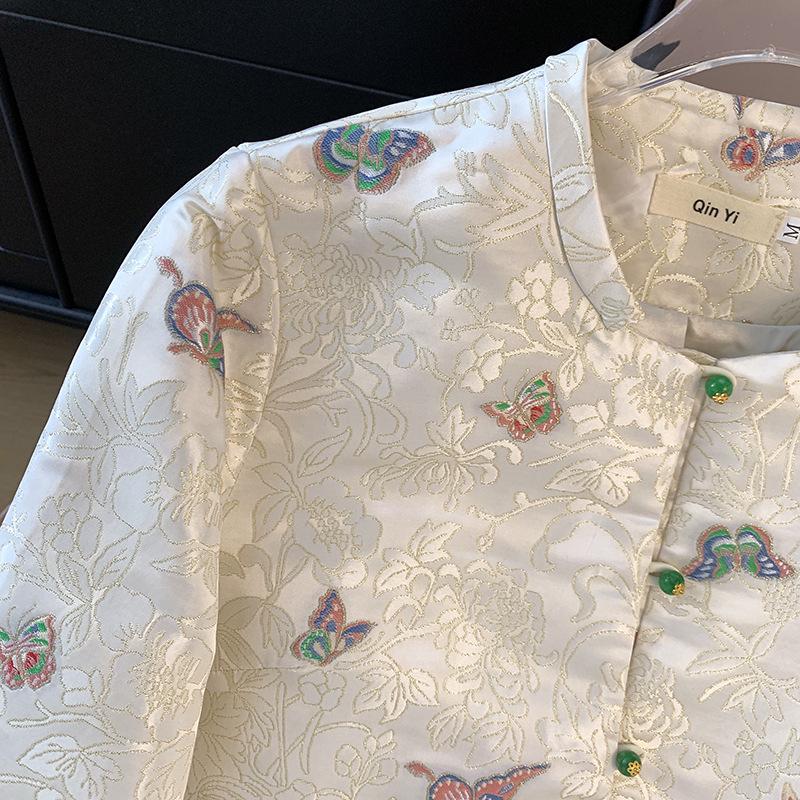 Spring & Autumn Women's Tang Suit Cardigan with Pan Buckle & Embroidery