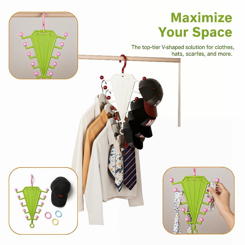 V-shaped Double-sided Storage Rack Multifunctional Closet Hanger Space Saving For Clothes Hats Belts Scarves Coat Rack