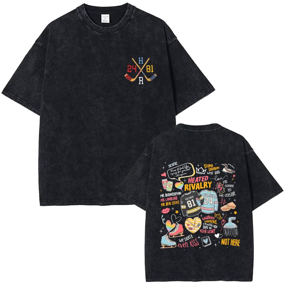 Heated Rivalry Shane Hollander Ilya Rozanov Hollanov washed Vintage Tshirt Men Women Fashion Oversized T Shirts Streetwear S