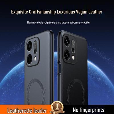 Leather-Textured Magnetic Silicone Phone Case for OPPO Reno14 – Unisex, Sleek Design.