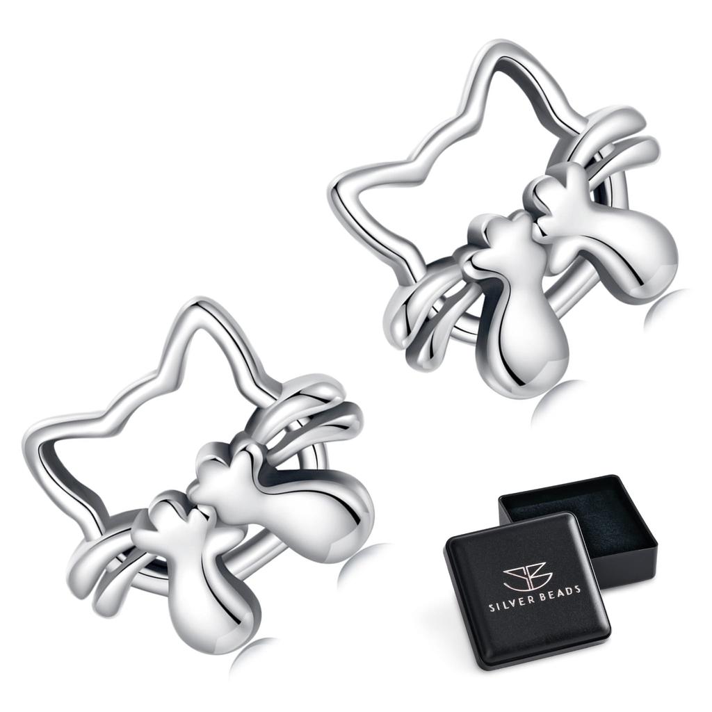 Silver Earrings, Cute Kittens, Studs, Silver 925