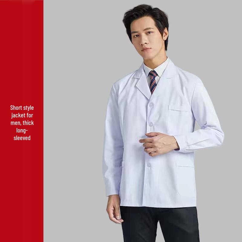 Unisex Short & Long Sleeve White Lab Coat for Medical Professionals and Students – Ideal for Autumn and Winter