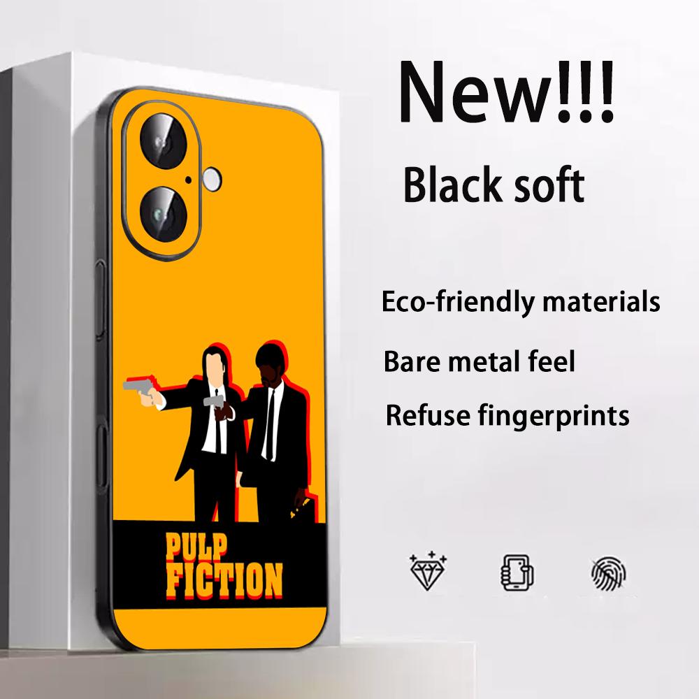 Classic Movies Pulp Fictions Poster Phone Case For iPhone 17 16 E 15 14 13 12 Plus Mini Pro Max Soft Black Shockproof Cover