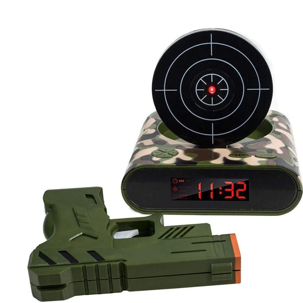 Creative Alarm Clock Shoot At The Target Novel Shooting Toy Bedroom Lazy Person Wakes Up Alarm Clock Living Room Decoration