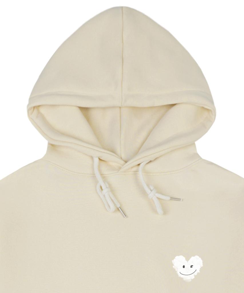 [Unisex] Small Cloud Heart Smile Hoodie_Cream