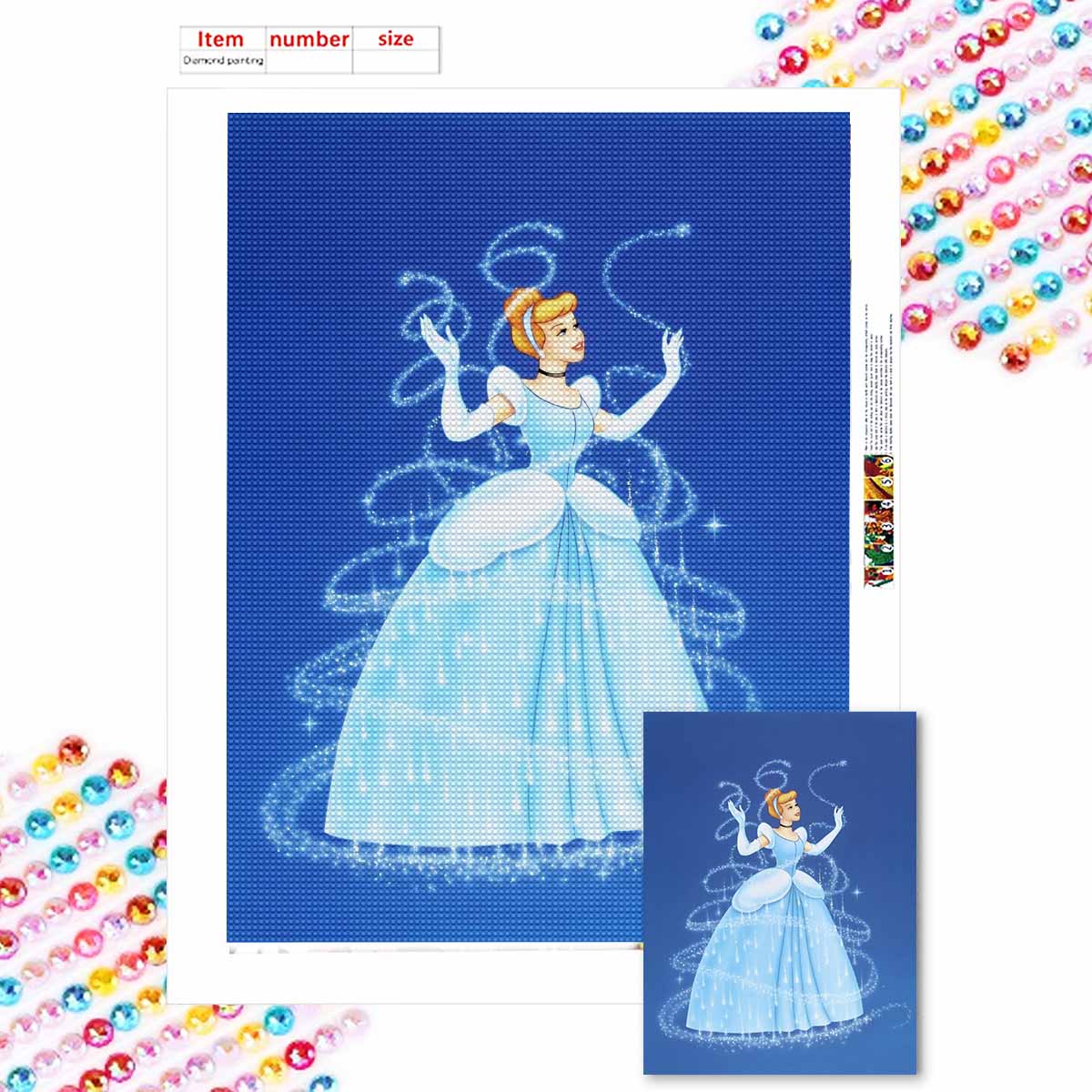 

5D Diy Diamond Painting The Transformed Cinderella Full Drill Rhinestones Mosaic Embroidery Handmade Products Home Decor Gift Round 20x30cm