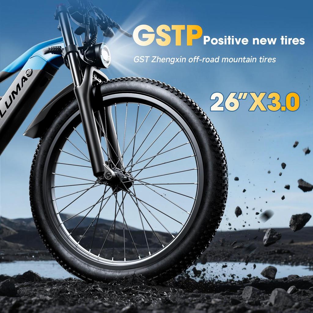 PULUMA PE86 Electric Bike, 500W Motor, 48V 20Ah Battery, 26 X 3.0 Inch Tires, 150 Km Range
