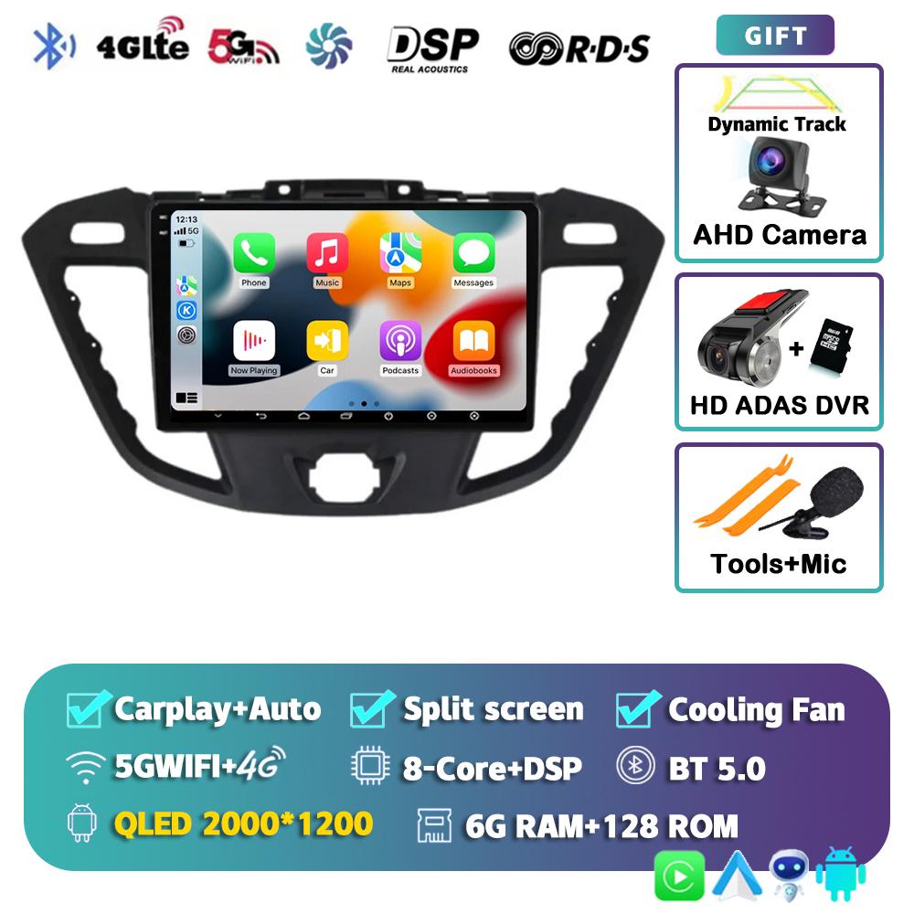 Android 14 Carplay Auto for Ford Transit Tourneo Custom 2013-2021 Navigation Car Radio 2 Din Multimedia Player Head Unit Stereo