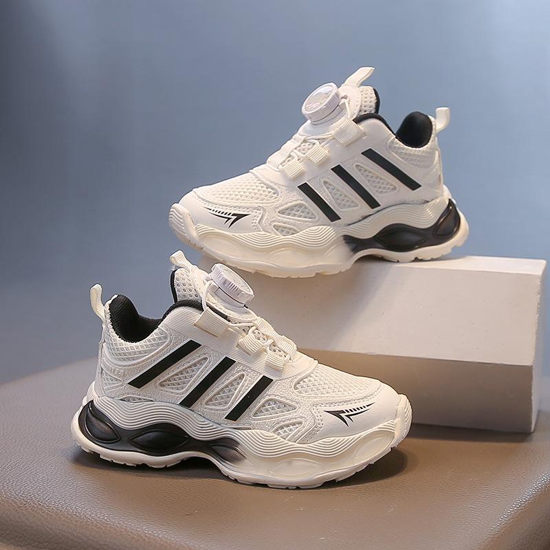 Boys Shoes 2025 New Spring and Autumn Rotating Button Children's Sports Shoes Medium and Older Boys Mesh Breathable Dad Shoes