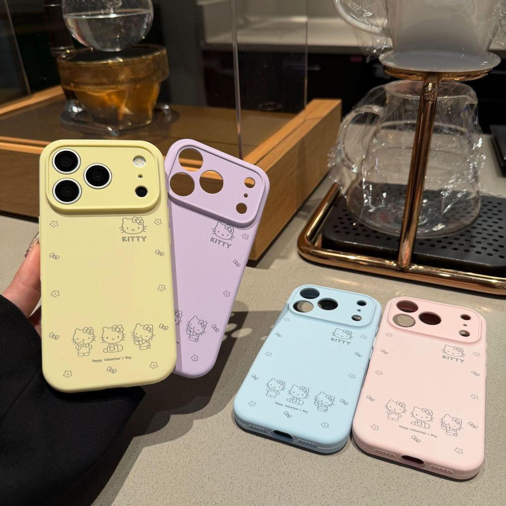 Liquid Silicone Cute KT Cat Phone Case for iPhone 17 Pro Max - Full Coverage, Drop-proof.