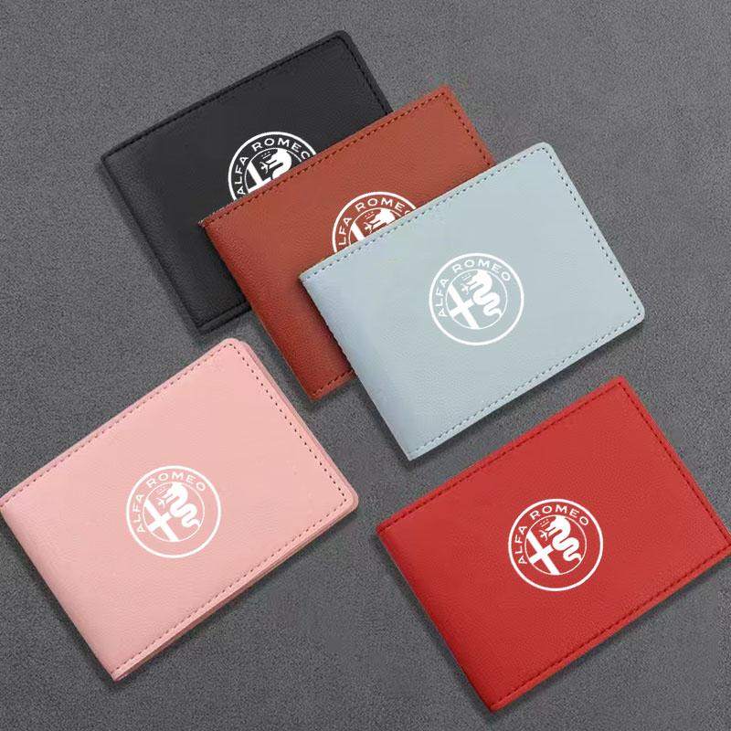 For Alfa Romeo Car Driver License Leather Bag Auto Driving Documents Wallet For Alfa Romeo 4C 159 166 Spider Giulia Giulietta 15CC5 