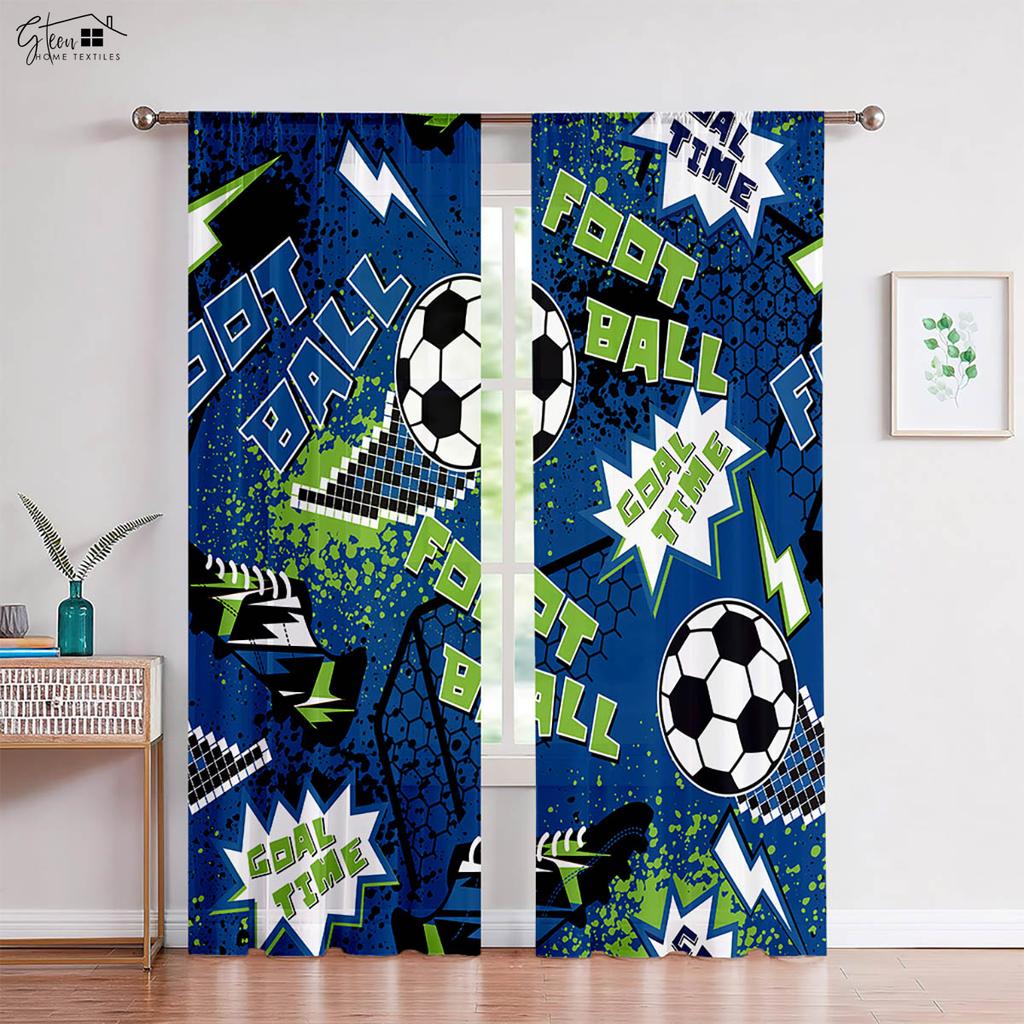 2 Pieces Of Cool Football 3d Printed Curtains Suitable For Bedroom Living Room Dormitory Decorative Curtains Machine Washable