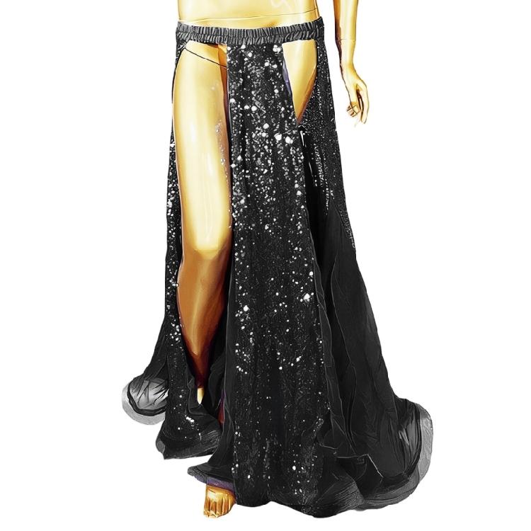

Practical Polyester Blend Belly Dance Skirt With Sparkling Sequins Appropriate Decoration Hip Scarf For Multiple Uses чорний