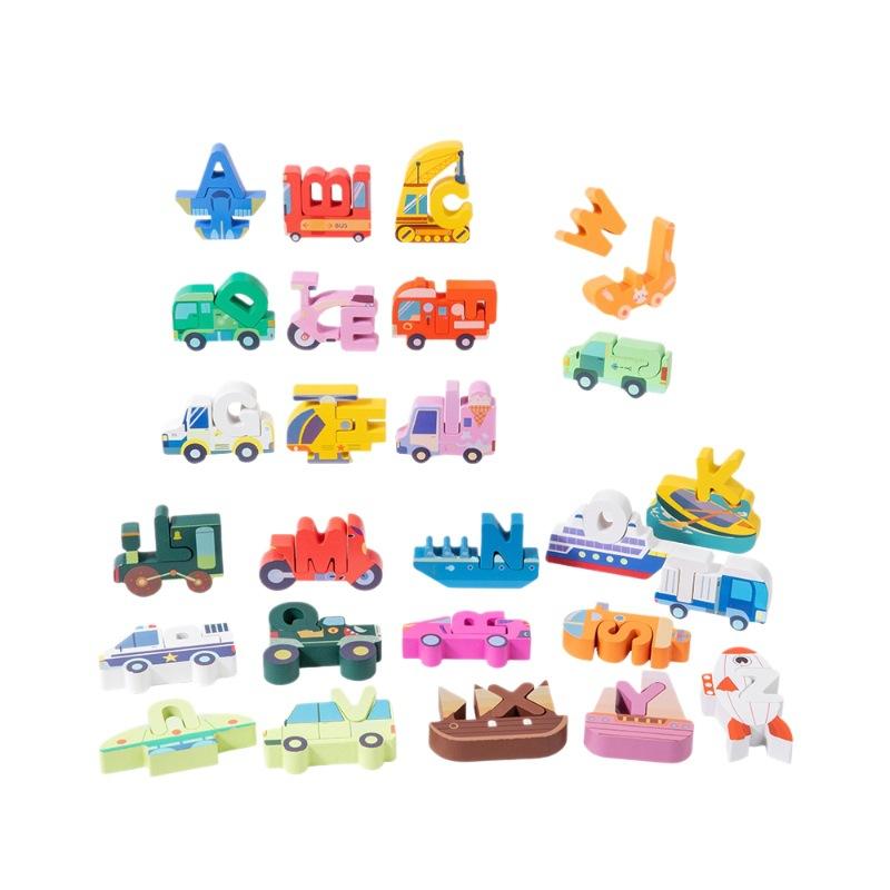 Wooden Children'S Cartoon Animals 26 Letter Capital Words Cognition Early Education Puzzle Toys