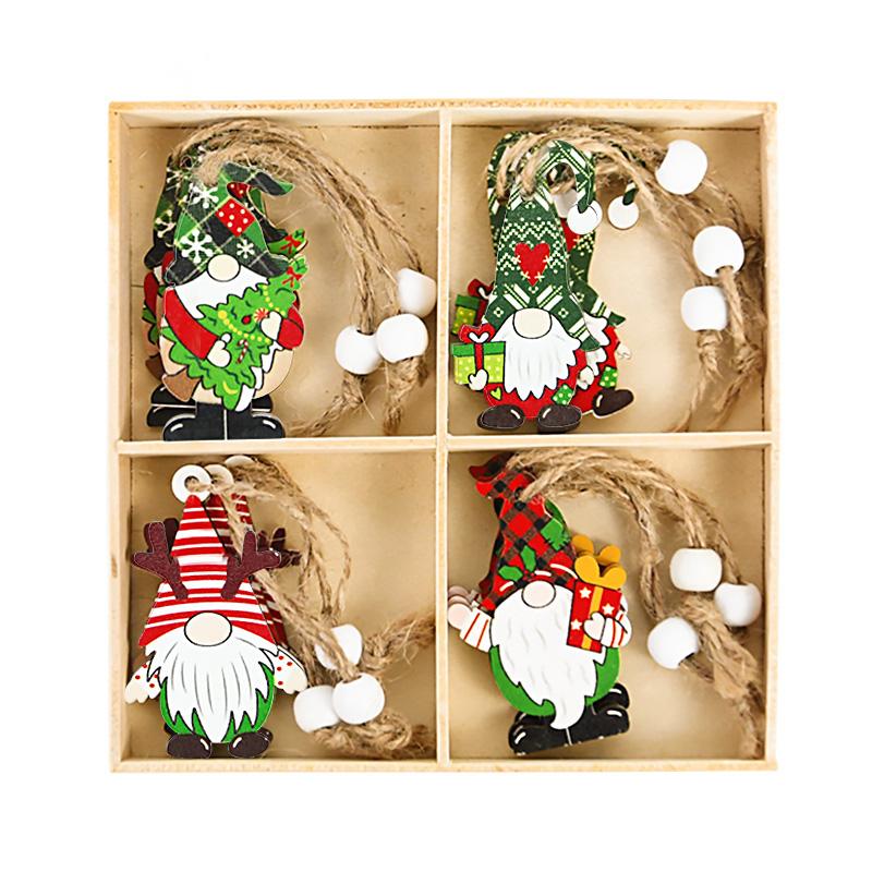 12Pcs Wooden Christmas Gnome Ornaments Xmas Tree Hanging Pendant 2025 Navidad Party Decoration for Home 2026 New Year Kids Gift