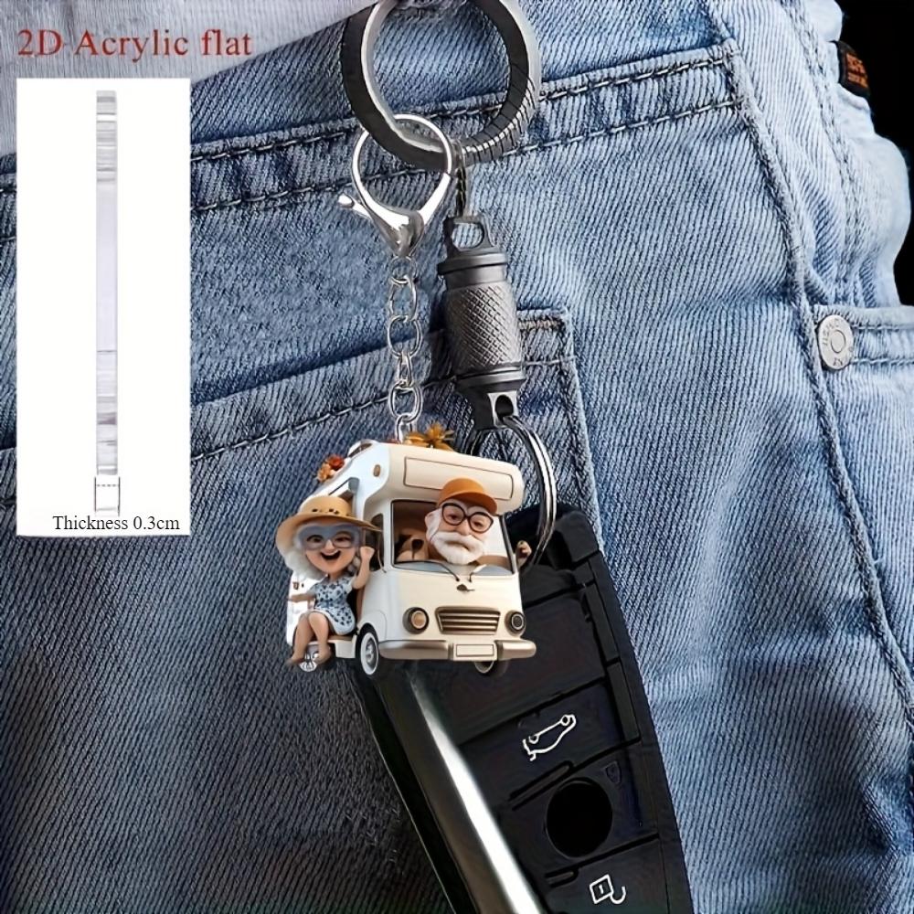 Breloc acrilic plat 2D amuzant pentru bunici, călătorie cu RV, acrilic, potrivit pentru decorarea rucsacului și a cheilor de mașină, decorațiune pentru petrecerea de sărbători