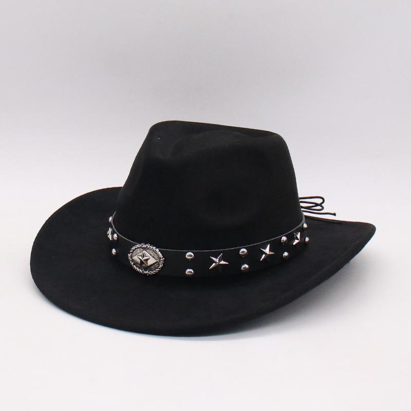 Western cowboy felt hat European and American jazz hat top hat curved brim jazz hat vacation outdoor hat