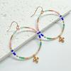 European and American Crystal Beaded Hoop Earrings – Versatile Color-Blocking Glass Christmas Fashion Accessory