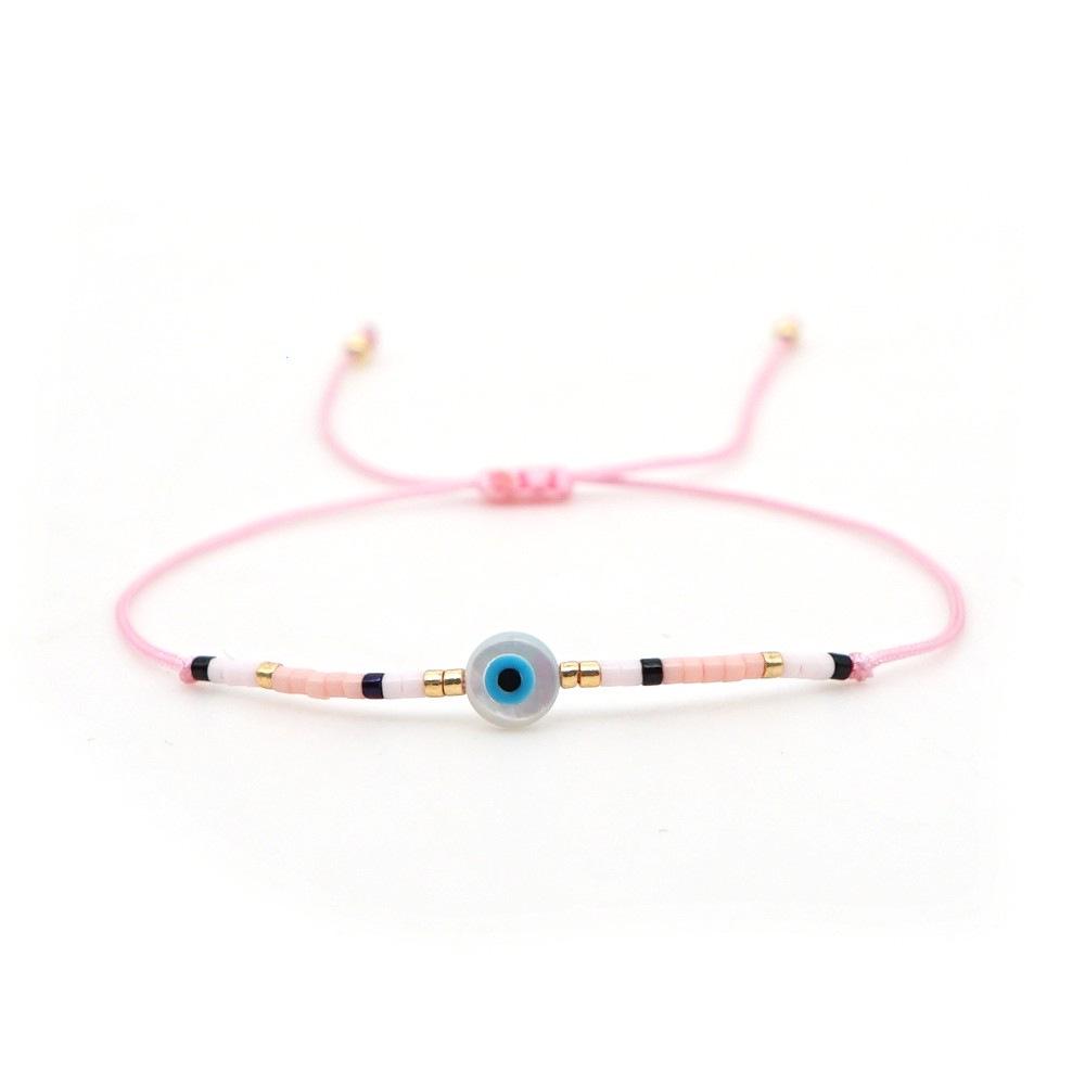 Niche Ethnic Style Miyuki Seed Bead Bracelet: Deep Sea Blue Eye Shell Lucky Braid