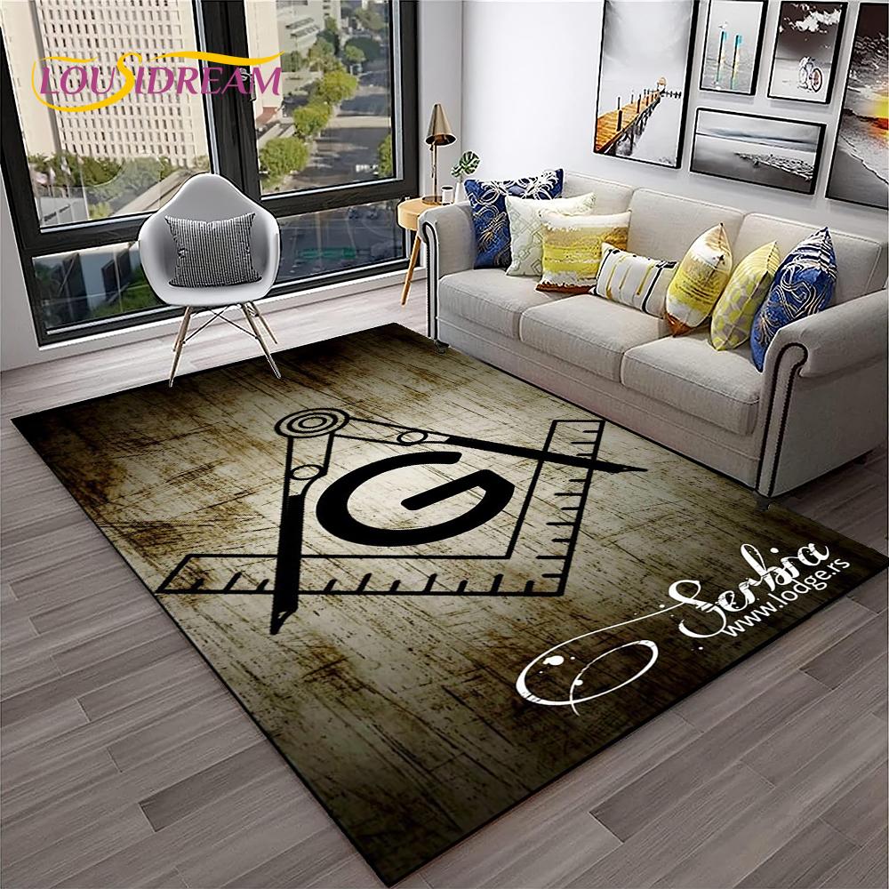 Ring Freemasonry Illuminati Masonic Carpet Rug for Home Living Room Bedroom Sofa Doormat Decor,Kid Area Rug Non-slip Floor Mat