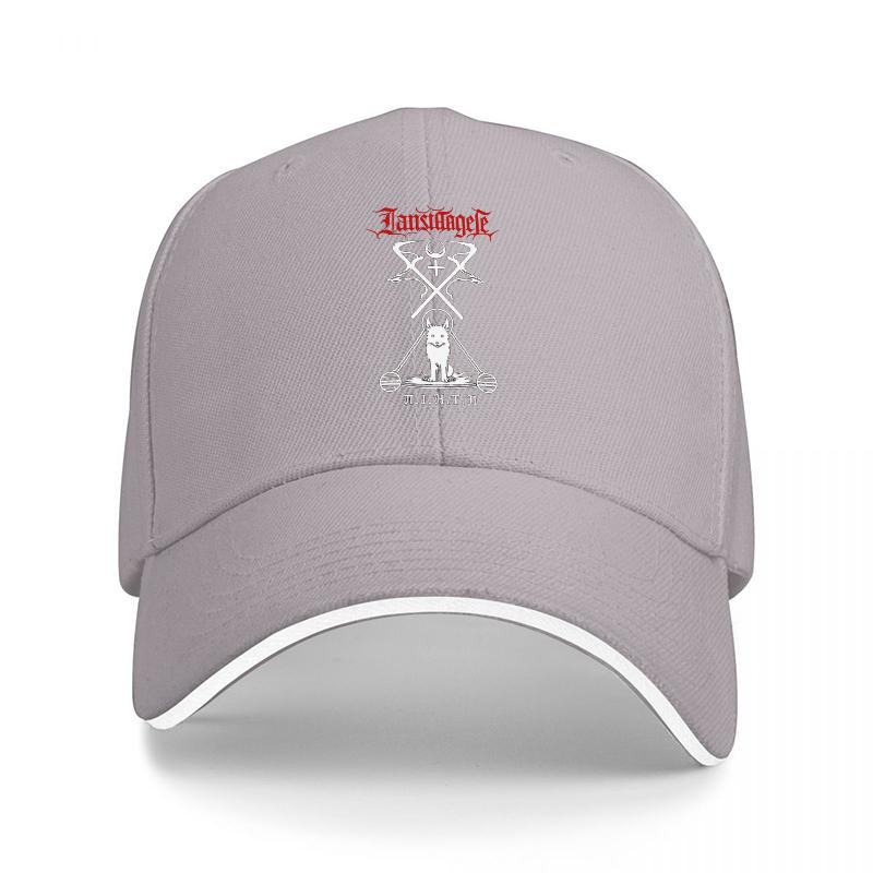 Trenchcoat Brand Black Baseball Cap with Wolf and Crossed Swords Design White Trim Adjustable Fit for Unisex and Women