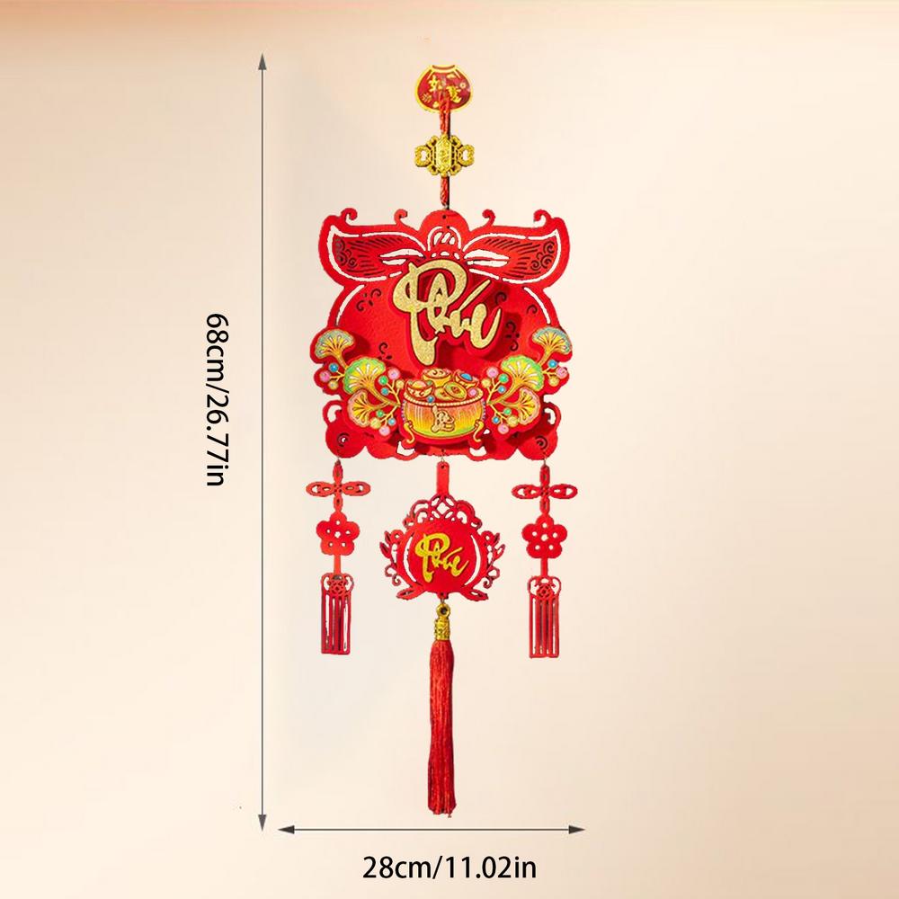 

New 2026 Lunar New Year Pendants Red Vietnamese Spring Festival Decor Paper Treasure Pattern 3D Tassel Pendants Home Decor