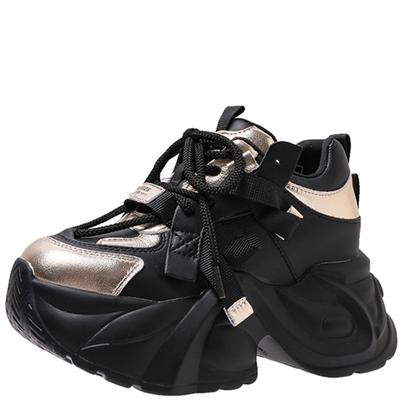 Modne nowe jesienno-zimowe masywne sneakersy damskie na platformie buty sportowe gruba podeszwa ciepłe buty śniegowe damskie obcas 8,5 cm futrzane sneakersy