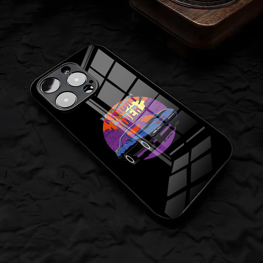 Cool K-Knight Rider Phone Case For IPhone 17 Air 16 E Pro Max 15 14 13 Mini 12 Pro 11 Max Plus Black Glass Cover