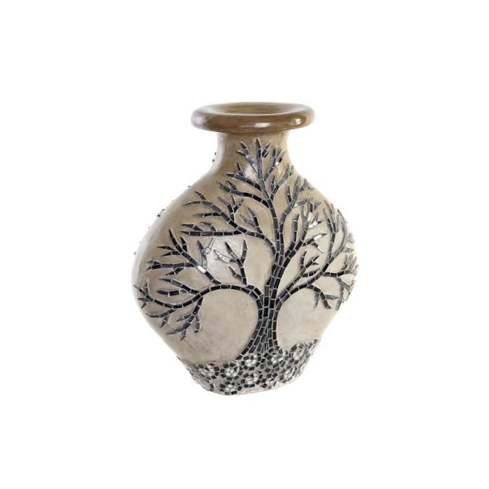 Objet Décoratif - Arbre En Verre Noir Et Beige - 30 X 15 X 33,5 Cm - Contemporain