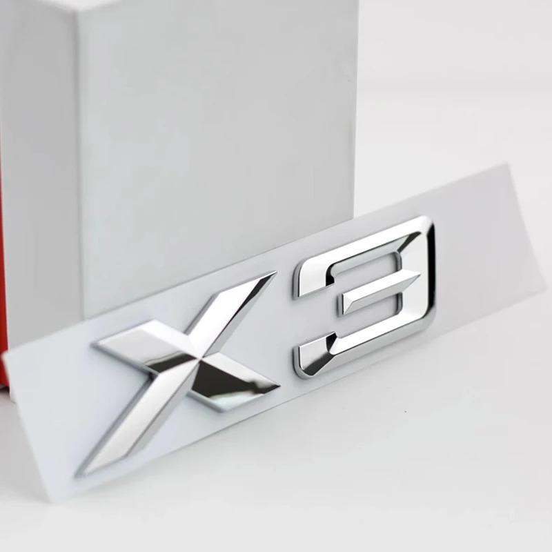 For BMW X1 X2 X3 X4 X5 X6 X7 GT Logo Emblem Rear Trunk Badge 3D ABS Chrome Black Car Sticker Decals