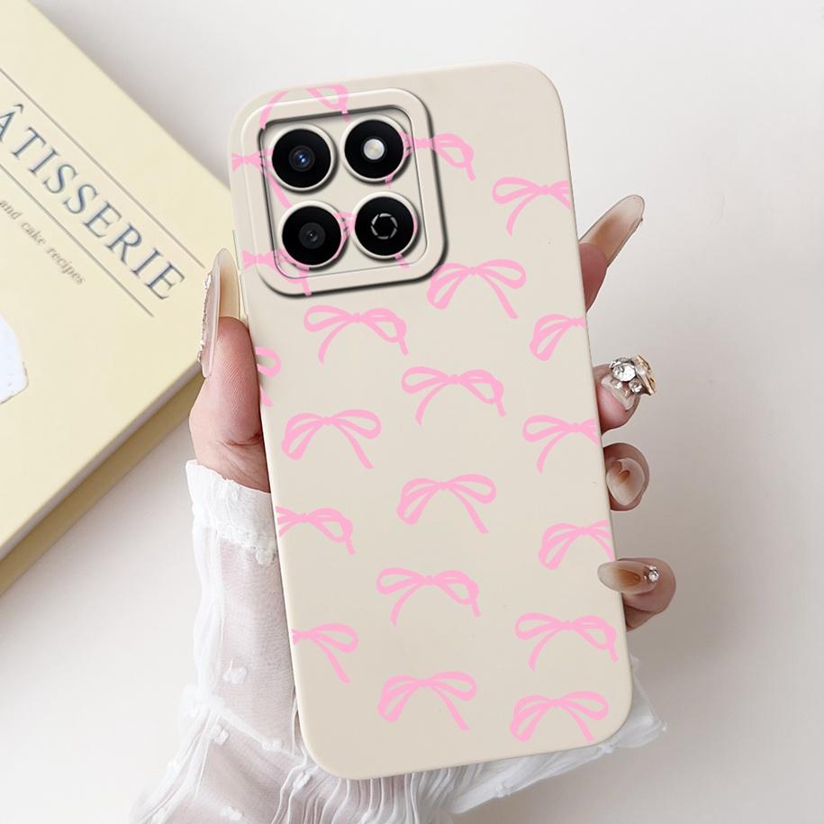 Shockproof Case For Honor X7c Cover HonorX7c 4G Funda Fashion Bowknot Marble Soft Liquid Silicone Cases For Honor 200 Smart Etui