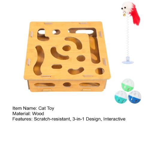 Cat Scratch Puzzle Box Cat Nail File Enrichment Box Interactive Self-Play Maze Box Scratcher for Indoor Cats Mental Stimulation