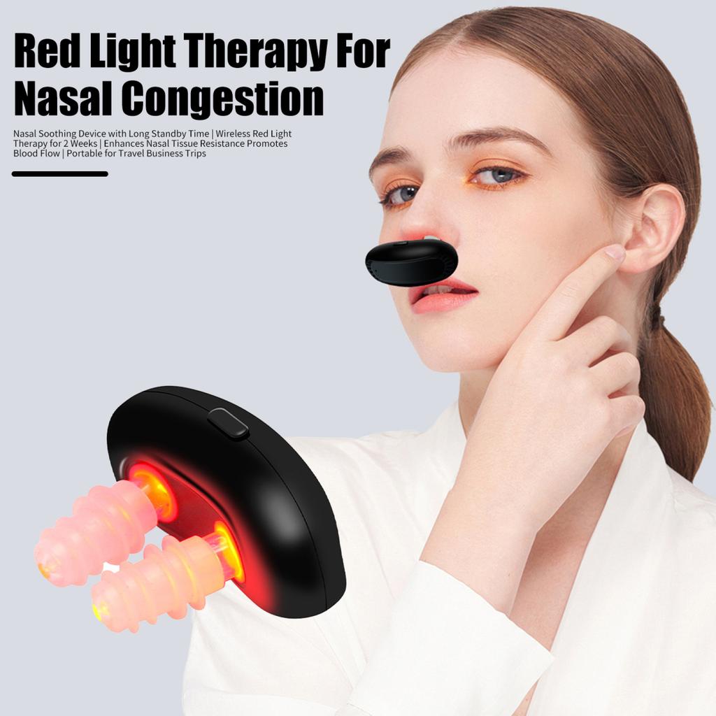 Dispositivo de terapia nasal con luz roja para aliviar los síntomas de la rinitis, recargable por USB, portátil, infrarrojo, para viajes.