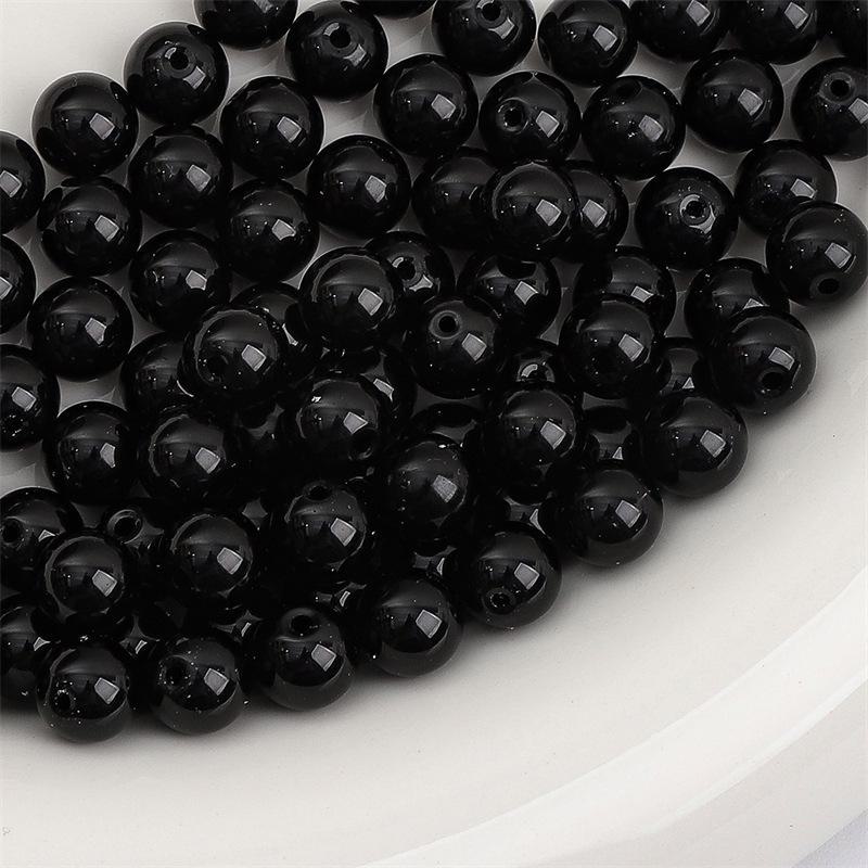

8 мм глянцевые однотонные ретро-стеклянные бусины для браслетов и цепочек для телефонов своими руками 8mm, hole diameter about 1.5mm, 20 pieces/pack чёрный