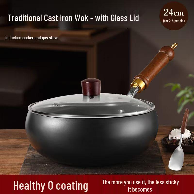 SPUCR Supugu Antihaft-Großer Bauch-Eisenkochtopf & Wok für Induktionsherde