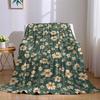 Small green flower pattern Flannel Blanket Warm Soft Halloween Christmas Couch Warm Cozy Decorative Decor Gift for All Season